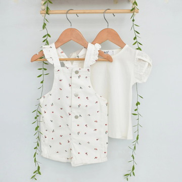 Overol con Estampado de Flores y Blusa