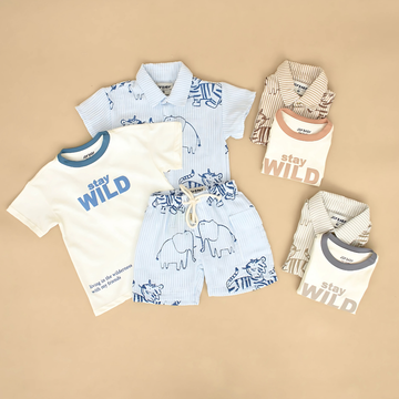 Set de 3 Piezas - Camisa, Camiseta y Bermuda Estampado