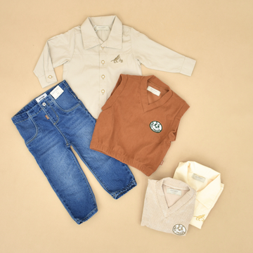 Conjunto Clásico - Camisa manga larga, Chaleco y Jean