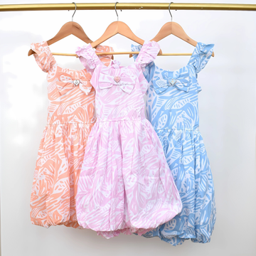 Vestido Globo con Moño y Boleros - Frescura y Encanto