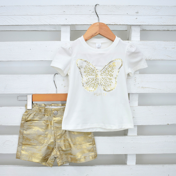 Conjunto de Short y Blusa con Mariposa Estampada de Bebé