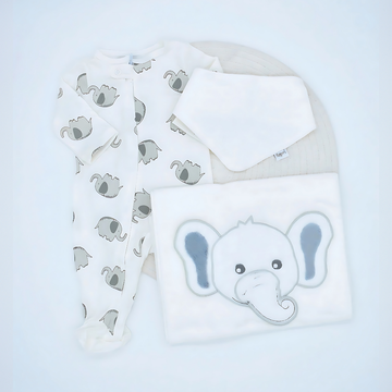 Set de Primer Día con Bordado de Elefante – x8 Piezas