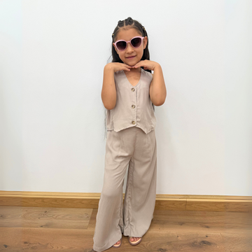 Set de Dos Piezas para Niña – Blusa sin mangas y pantalón Palazzo