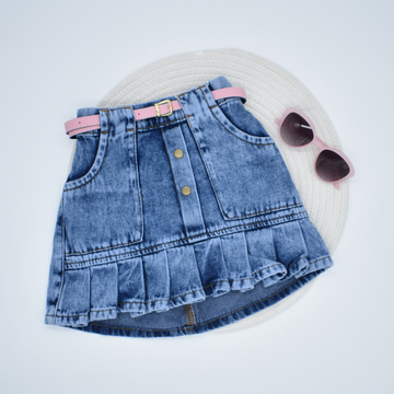 Falda en Denim con Prenses y Correa