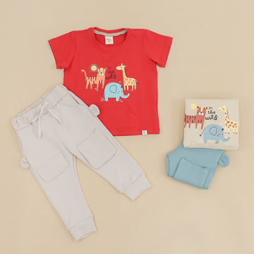Conjunto Sudadera Con Orejas Bebé Niño Camisa Estampada