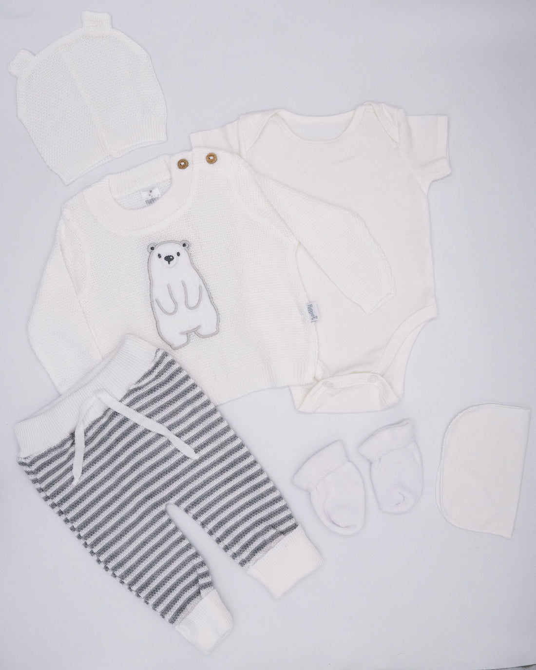 Set de Primer Dia Con Bordado de Oso