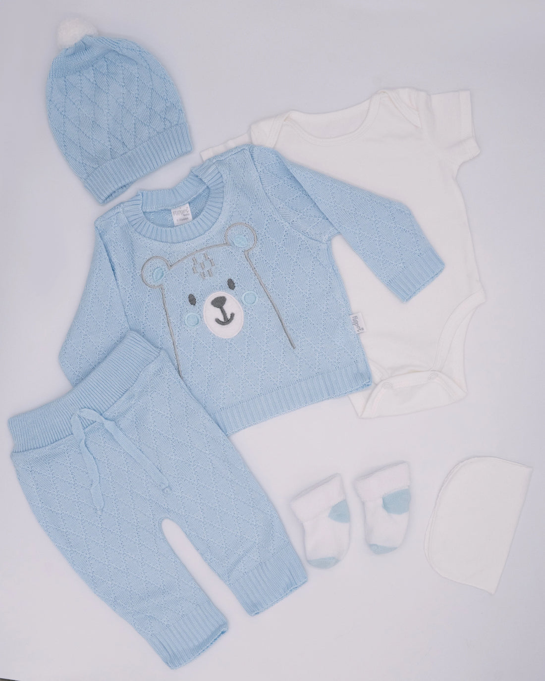 Set de Primer Dia Con Bordado de Oso