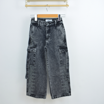 Jean Tipo Cargo con Brillos Laterales