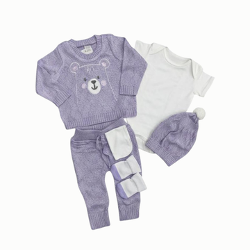 Set de Primer Dia Con Bordado de Oso