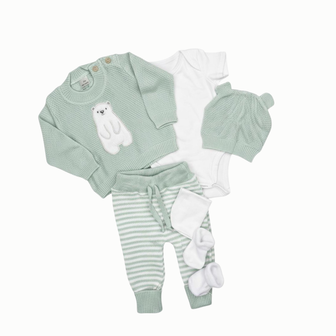 Set de Primer Dia Con Bordado de Oso