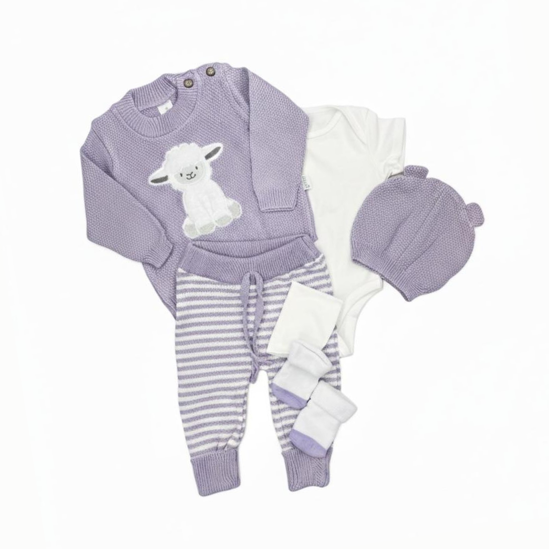 Set de Primer Dia Con Bordado De Oveja