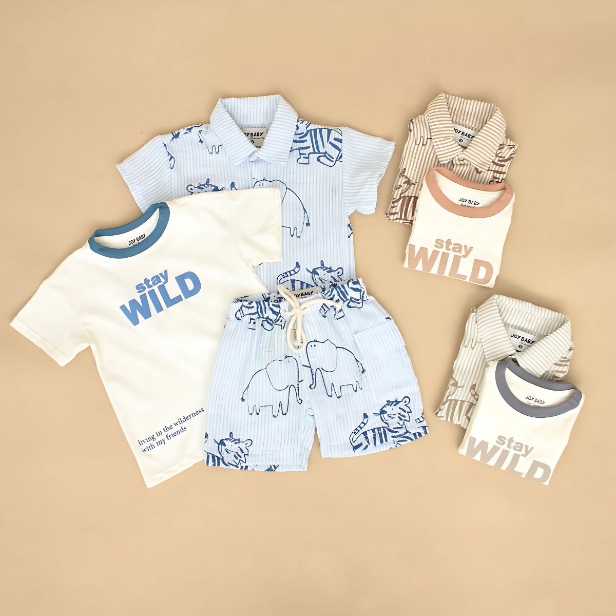 Set de 3 Piezas - Camisa, Camiseta y Bermuda Estampado