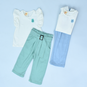 Conjunto de Pantalón y Blusa con Conejito Bordado