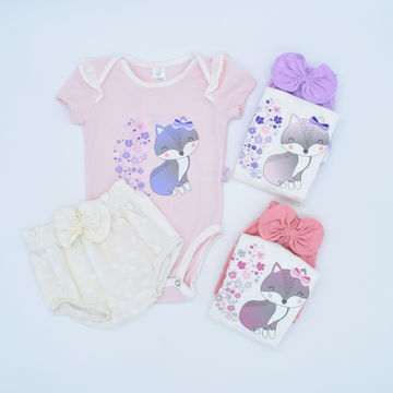 Conjunto Bebe Niña Body y Cubre Pañal Zorro
