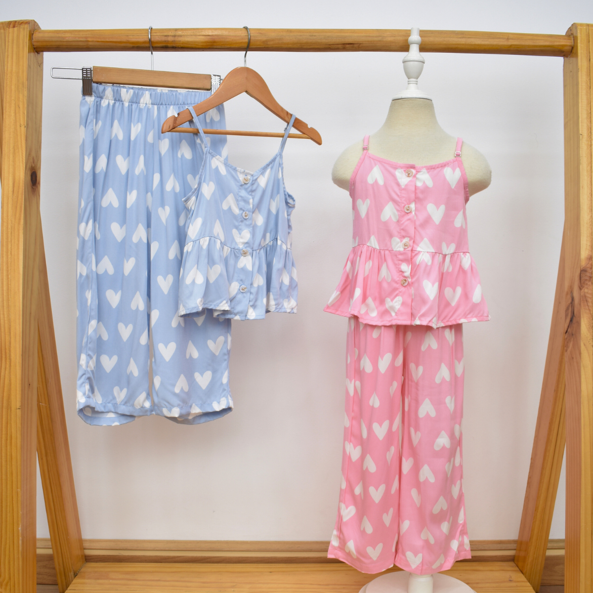 Conjunto Casual de Dos Piezas Estampado Corazones