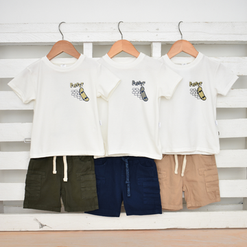 Conjunto Bebé Bermuda en Drill y Camiseta Skate