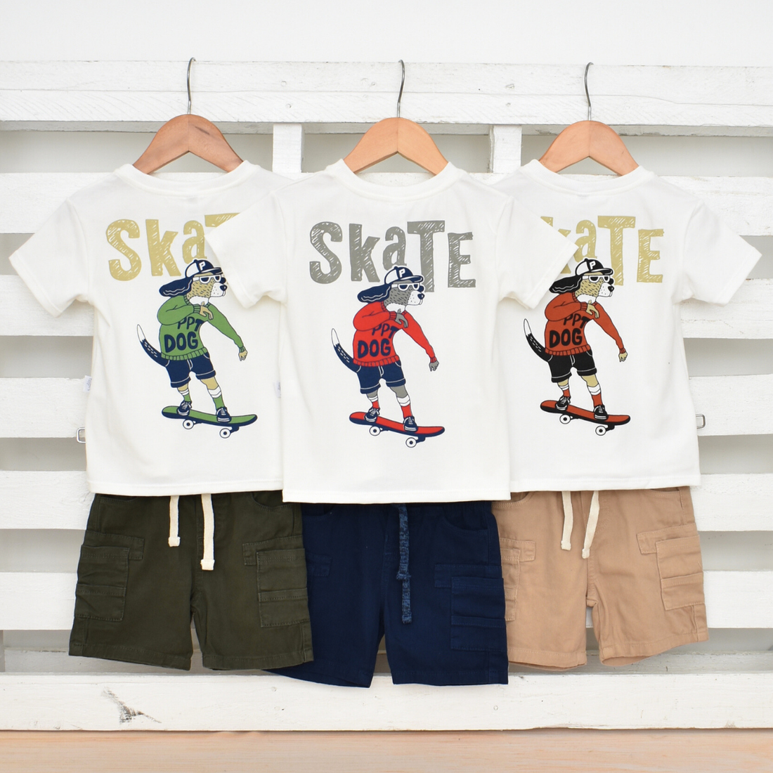 Conjunto Bebé Bermuda en Drill y Camiseta Skate