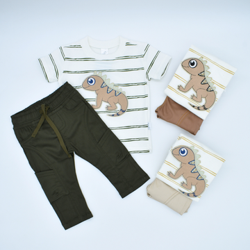 Conjunto Bebé en Pantalón Drill y Camiseta iguana