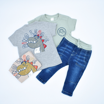 Conjunto de bebé y Camiseta Tela Galleta Dino