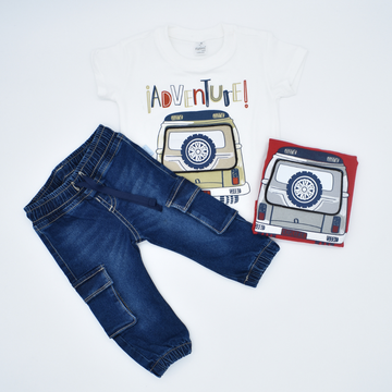 Conjunto Niño Bebé en Denim y Camiseta