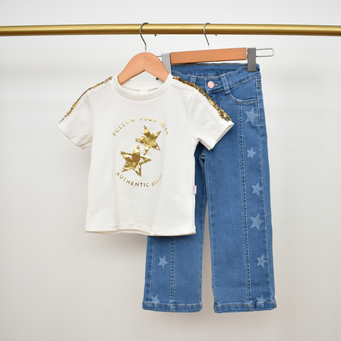 Conjunto Niña Jean y Blusa Estrellas