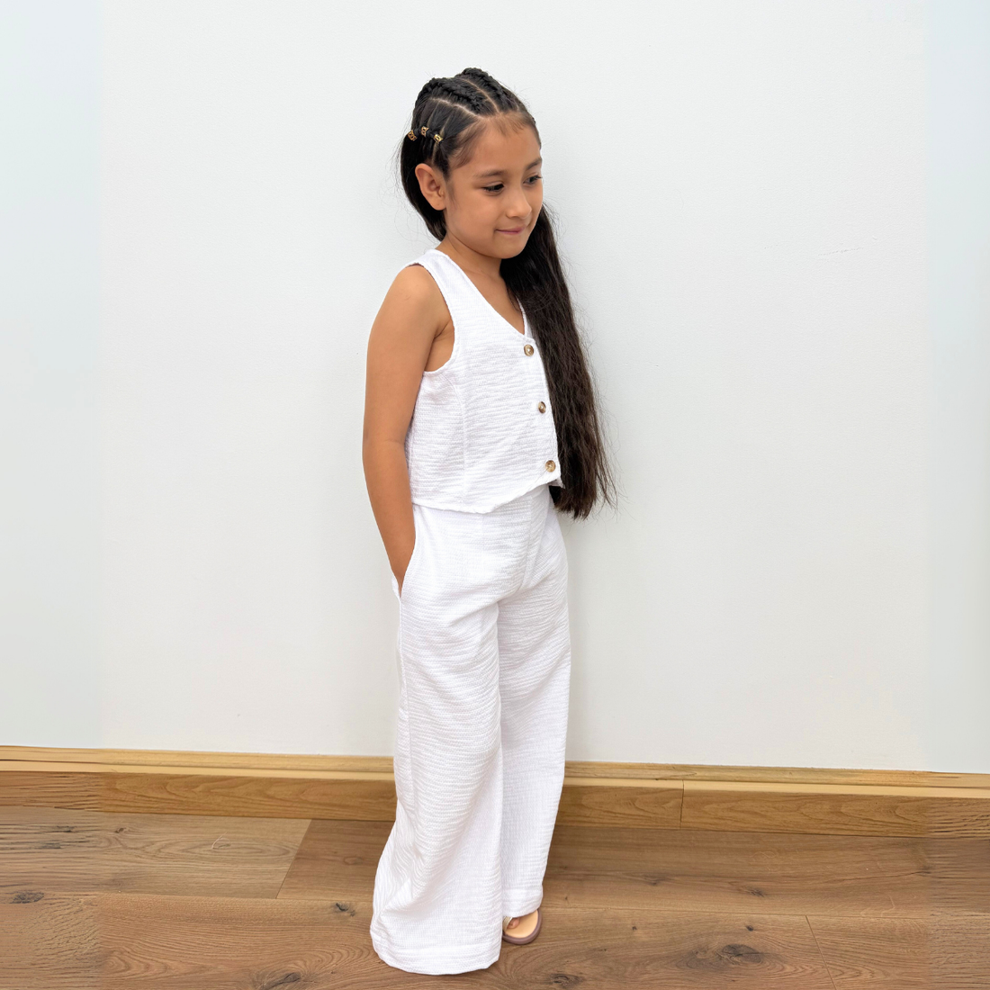 Set de Dos Piezas para Niña – Blusa sin mangas y Pantalón Palazzo
