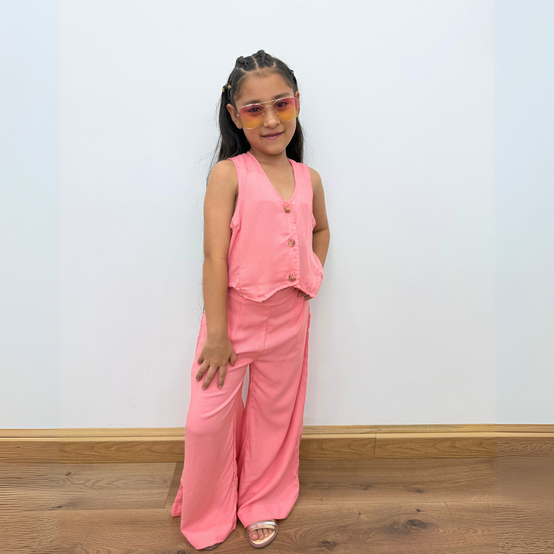 Set de Dos Piezas para Niña – Blusa sin mangas y pantalón Palazzo