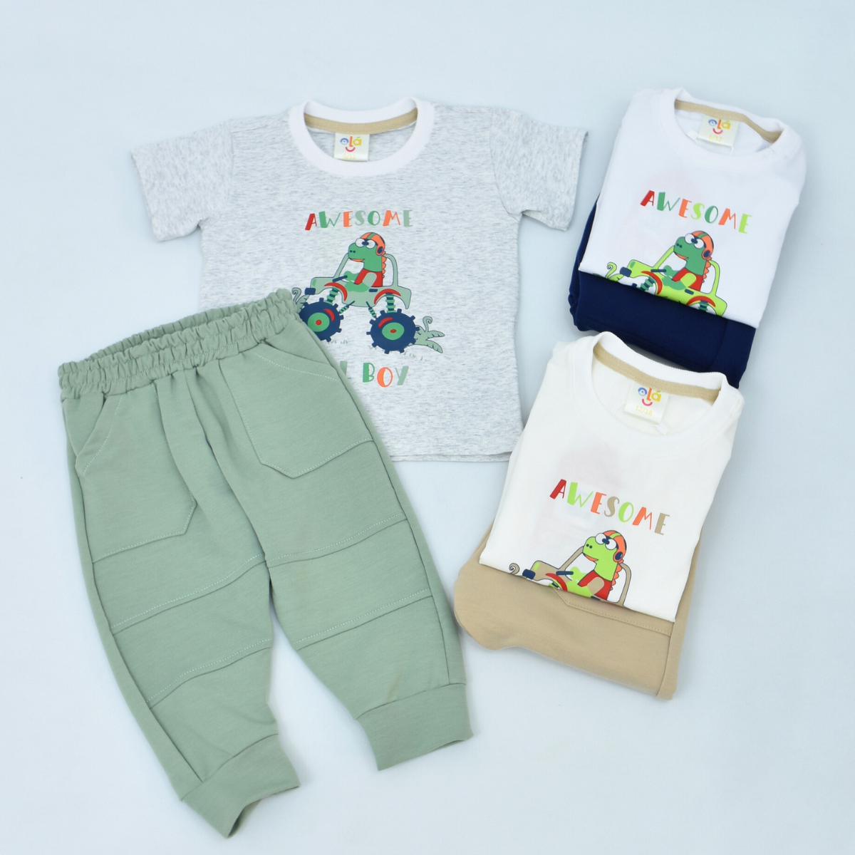 Conjunto Camiseta Dinosaurio y Sudadera