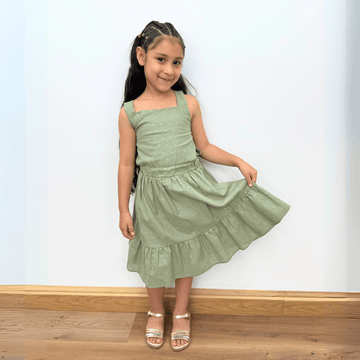 Vestido Niña Verde Abertura a los Lados