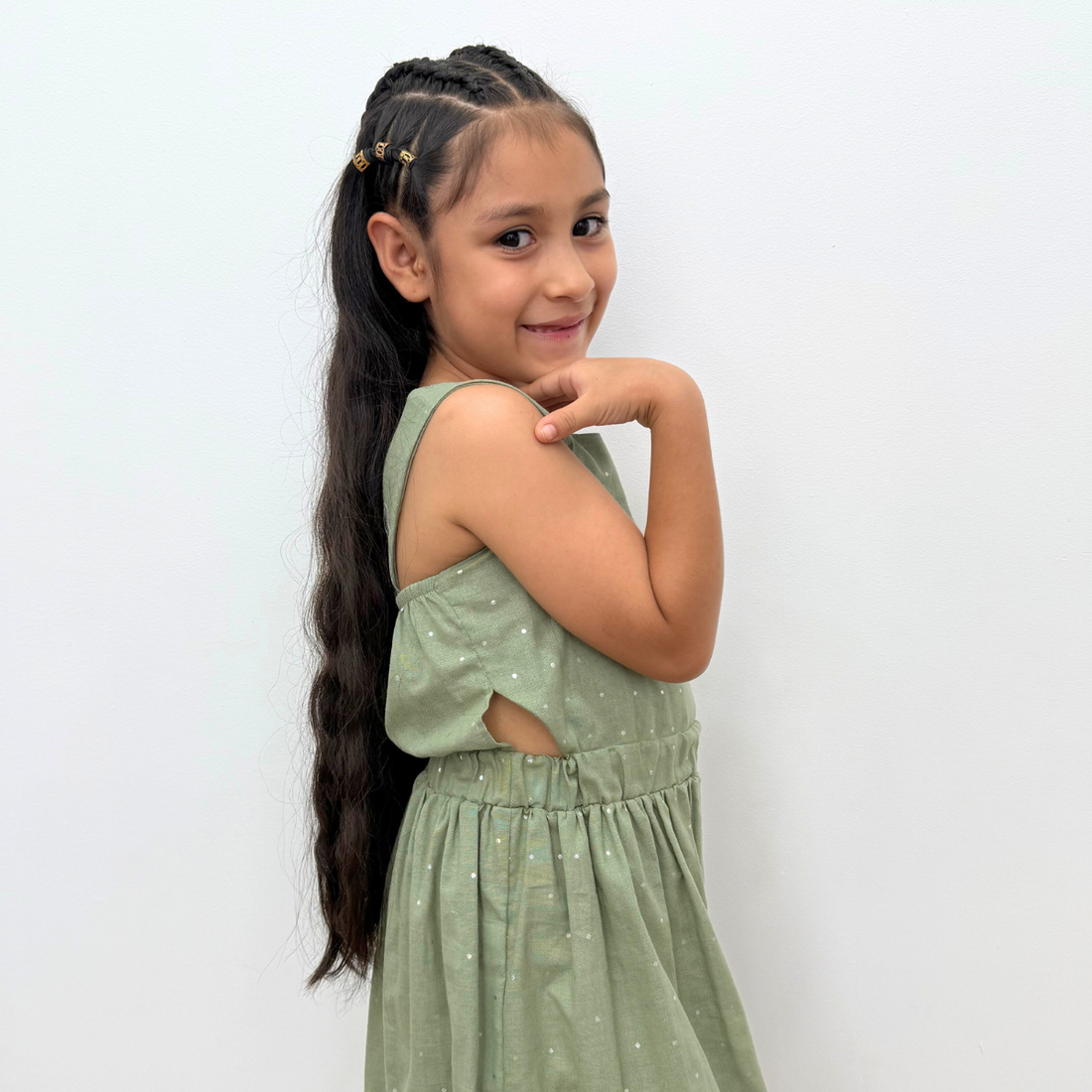 Vestido Niña Verde Abertura a los Lados
