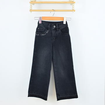 Denim Negro Bota Recta