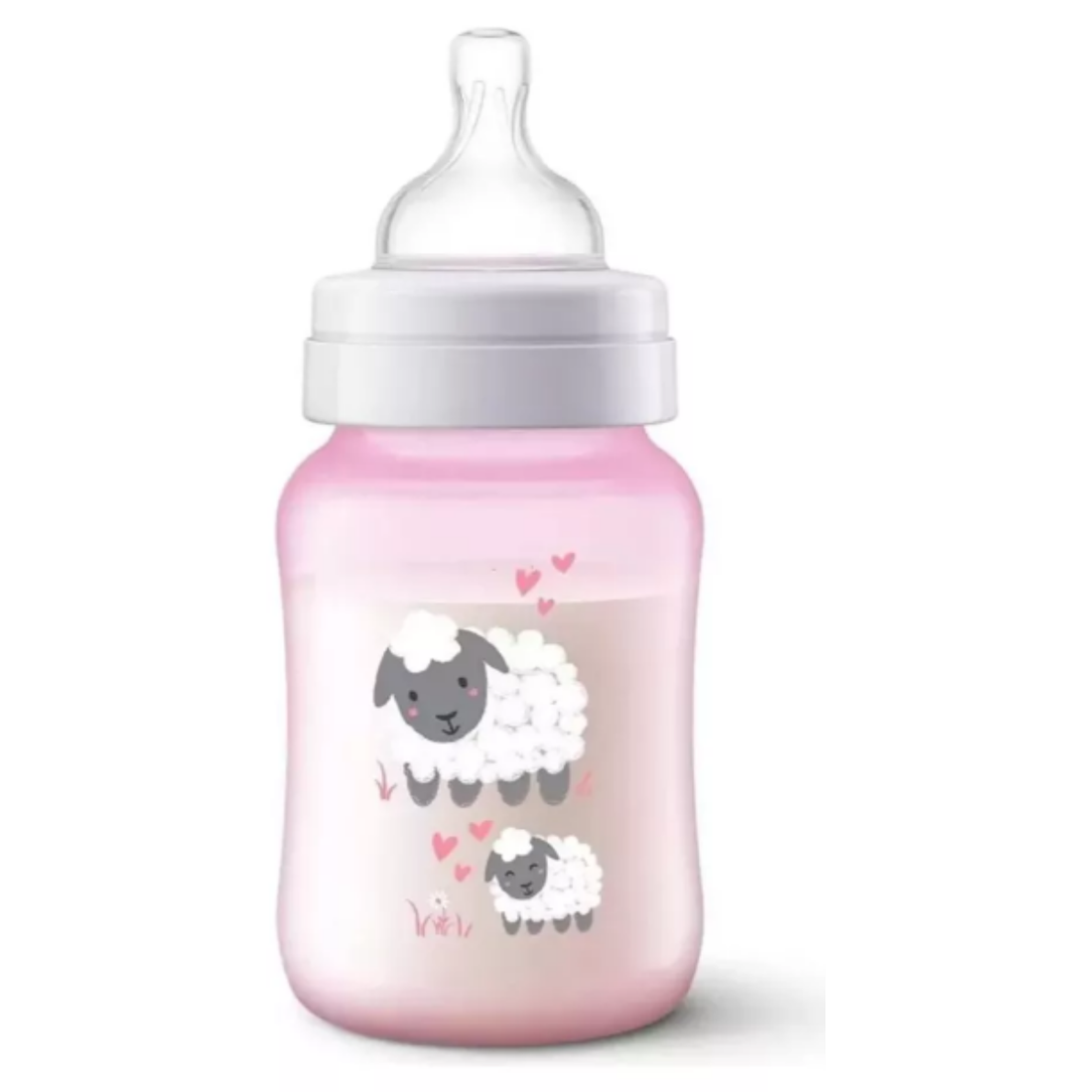 Tetero Válvula Anticólicos 1m+ Rosa Oveja 9oz Avent