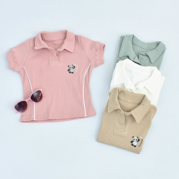 Polos Clásicos Estampado de Oso Panda