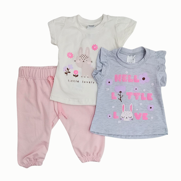 Set x3 piezas bebé niña conejita