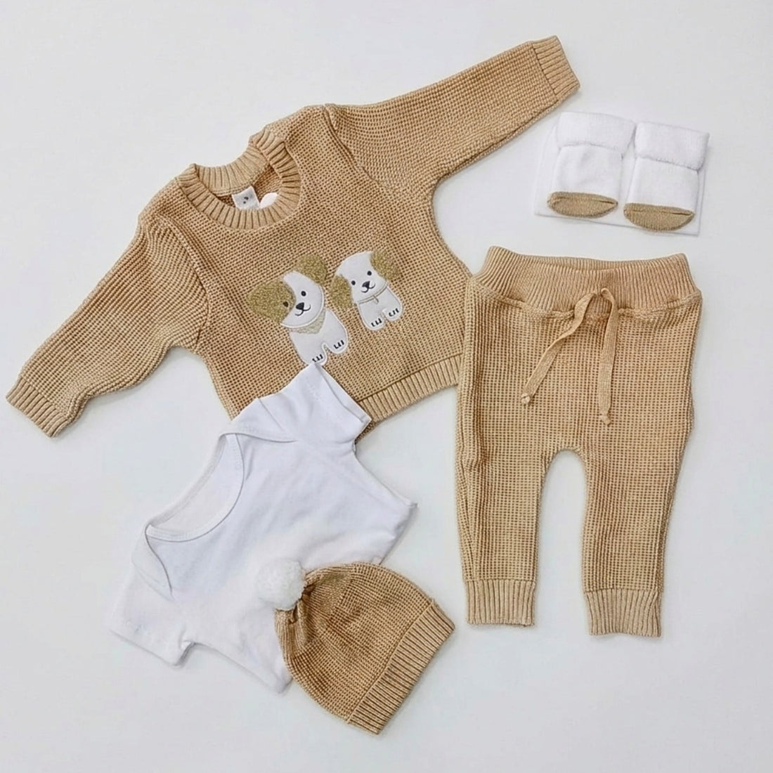 Set de Primer Dia con Bordado de Perrito x6 Piezas