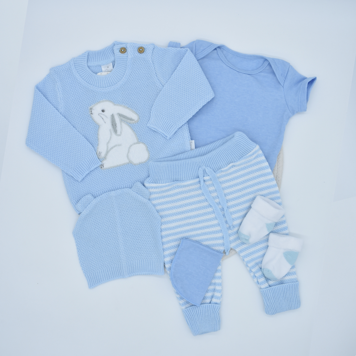 Set de Primer Dia con Bordado de Conejo x6 Piezas