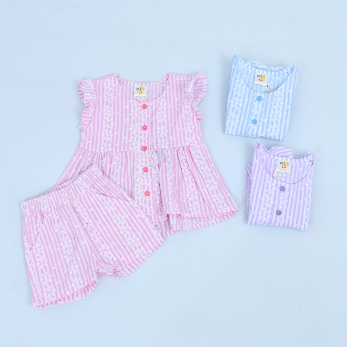 Conjuntos de Blusa y Short con Rayas y Flores