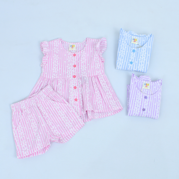 Conjuntos de Blusa y Short con Rayas y Flores