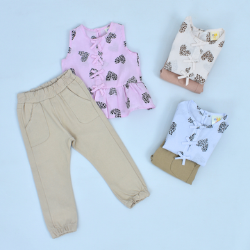 Conjunto Pantalón y Blusa Estampada de Corazones