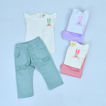 Conjunto de Blusa y Pantalón Conejo Estampado
