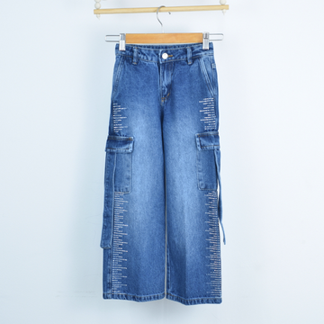 Jean Tipo Cargo con Brillos Laterales