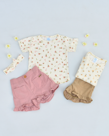 Conjunto Bebe Niña Short Y Blusa Flores