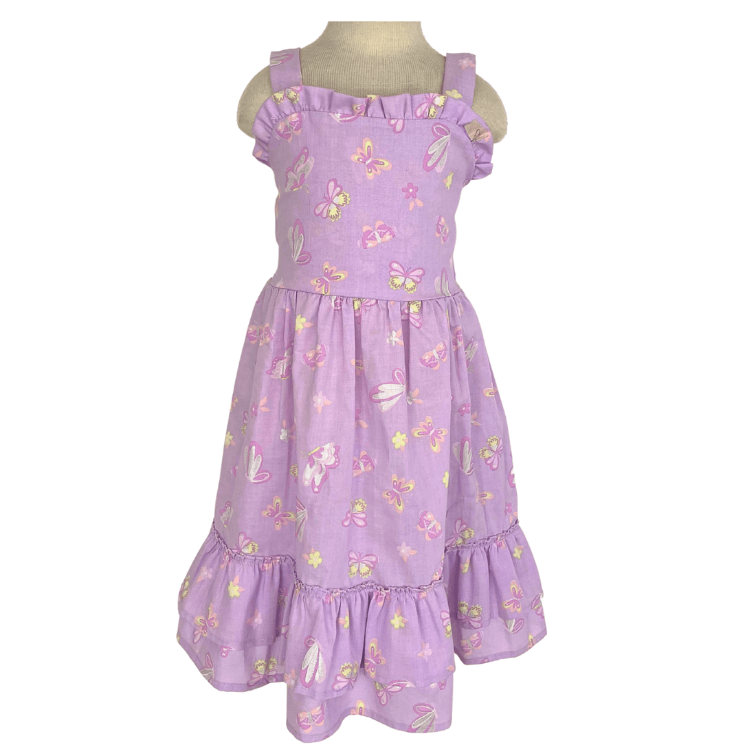 Vestido Niña Resorte Atrás Estampado Mariposa