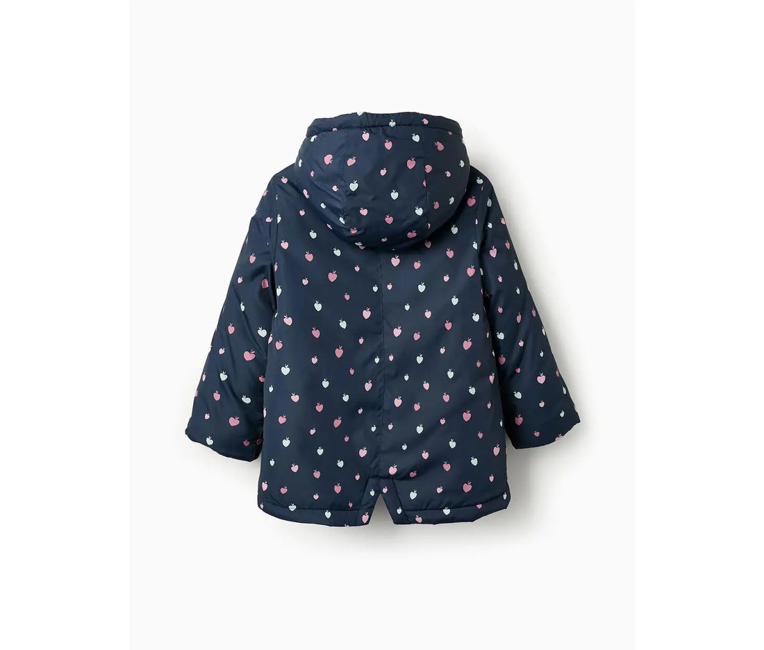 Abrigo con Capucha Estampado de Manzanas